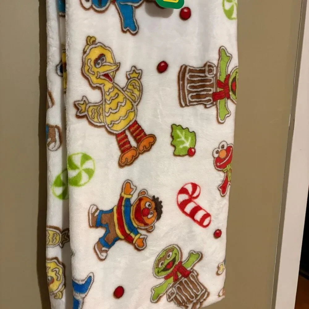 Sesame Street Viral Gingerbread Cookie Blanket Cookie Monster Elmo Oscar NWT